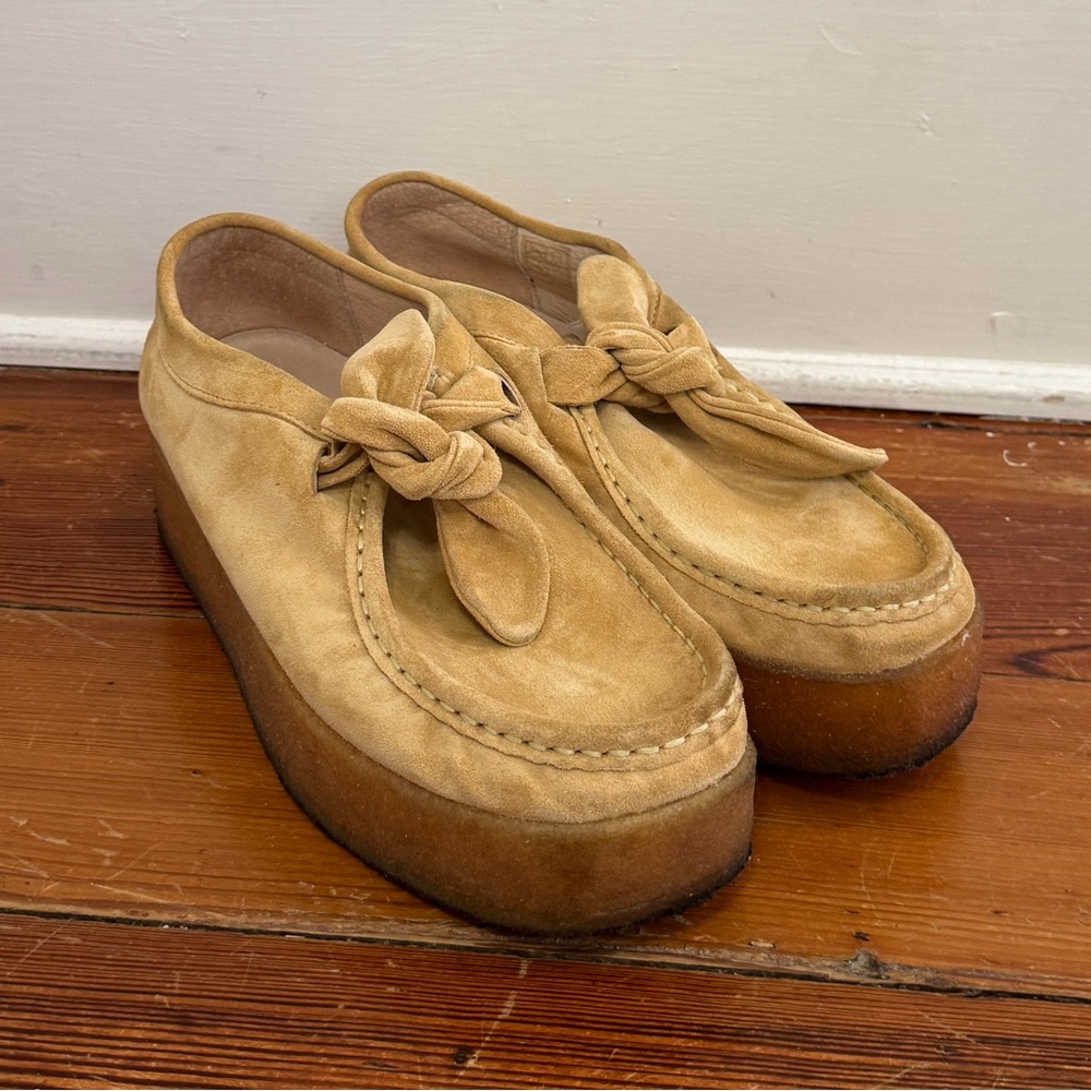 Loeffler Randall Tabitha Platform Boots Chukka Tan Suede Women’s Shoes sz 10